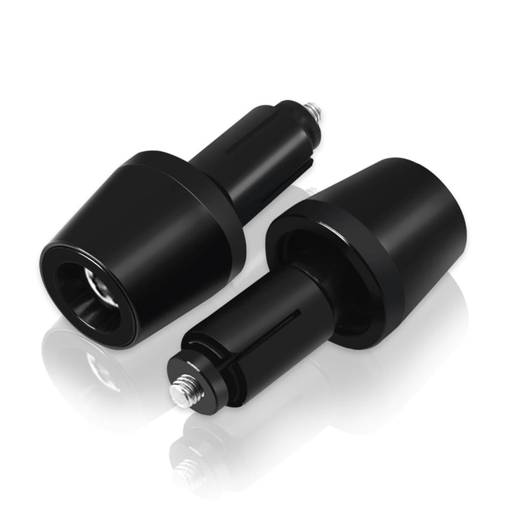 MFGZD front view of black bar end plug showing clean finish and style benefit