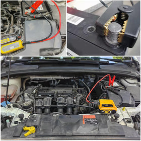 MgcSTEM cables in use jump-starting a compact car, offering reliable roadside power