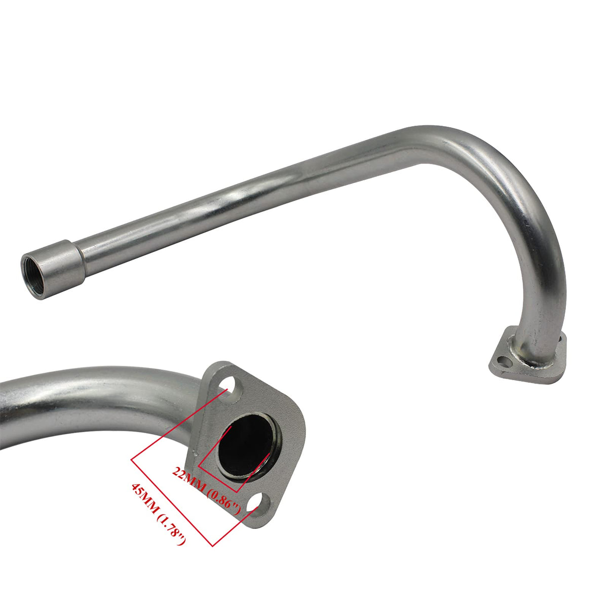 MGWILL exhaust next to ruler showing dimensions for accurate measurement