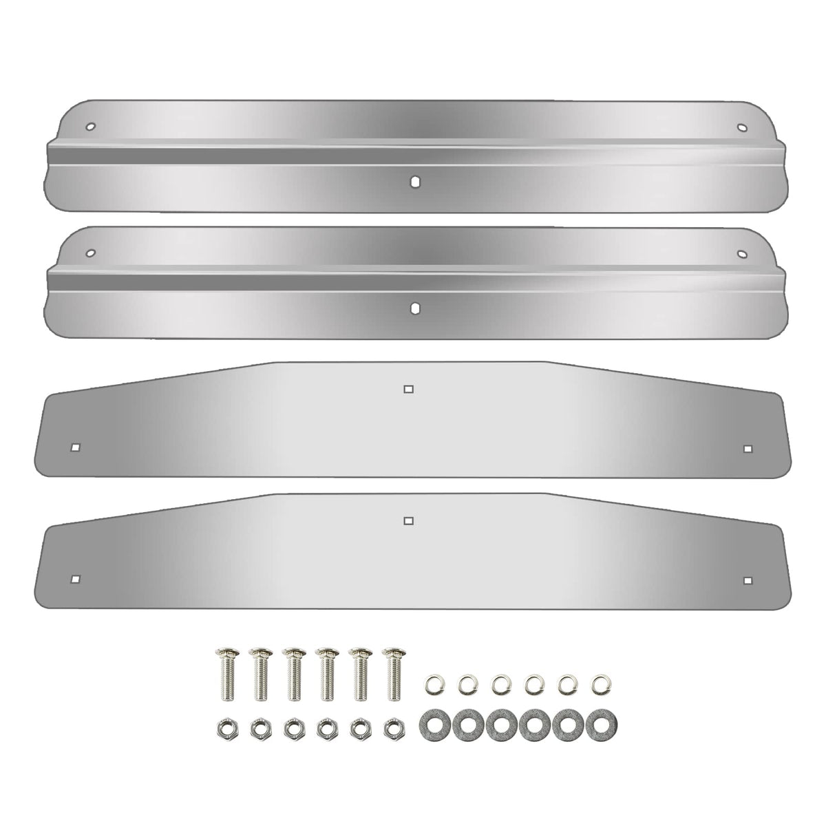 MGWILL front view of mud flap weights showing durable stainless finish and size benefit