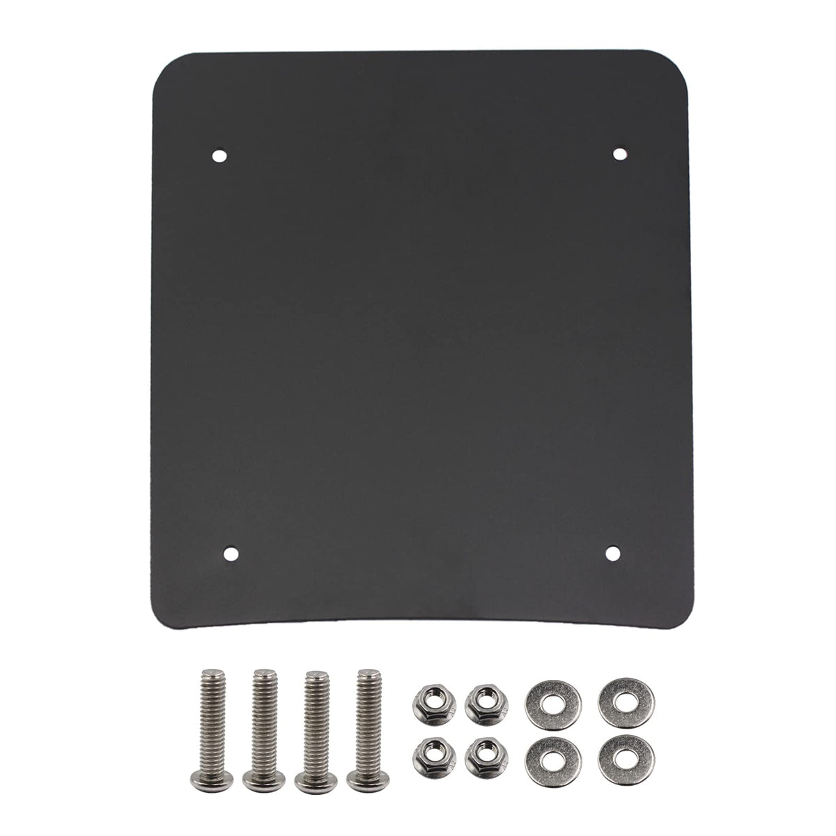 MGWILL front view of stainless tour pack plate showing sturdy shape and improved fit