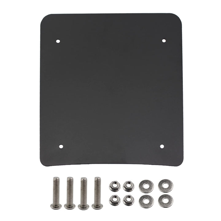 MGWILL front view of stainless tour pack plate showing sturdy shape and improved fit