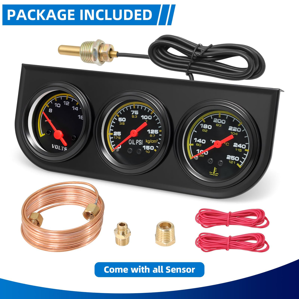 MH kit packaging with sensors and wiring for a complete installation