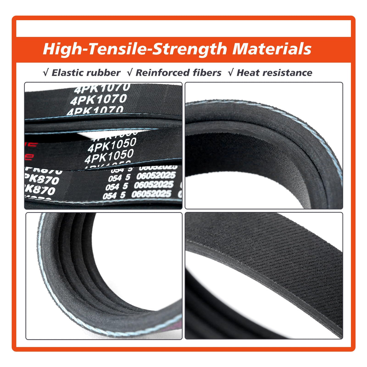 Mhrxusd belt reinforcement fibers detail illustrating durability and heat resistance