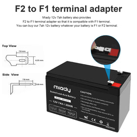 Miady battery next to ruler to show compact size and installation fit
