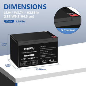Miady battery F2 terminal closeup for easy connection and reliability