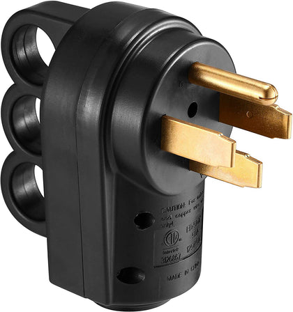 Miady 50AMP plug front view showing pins for reliable connection