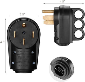Miady plug internal terminal detail showing copper clamps for secure wiring
