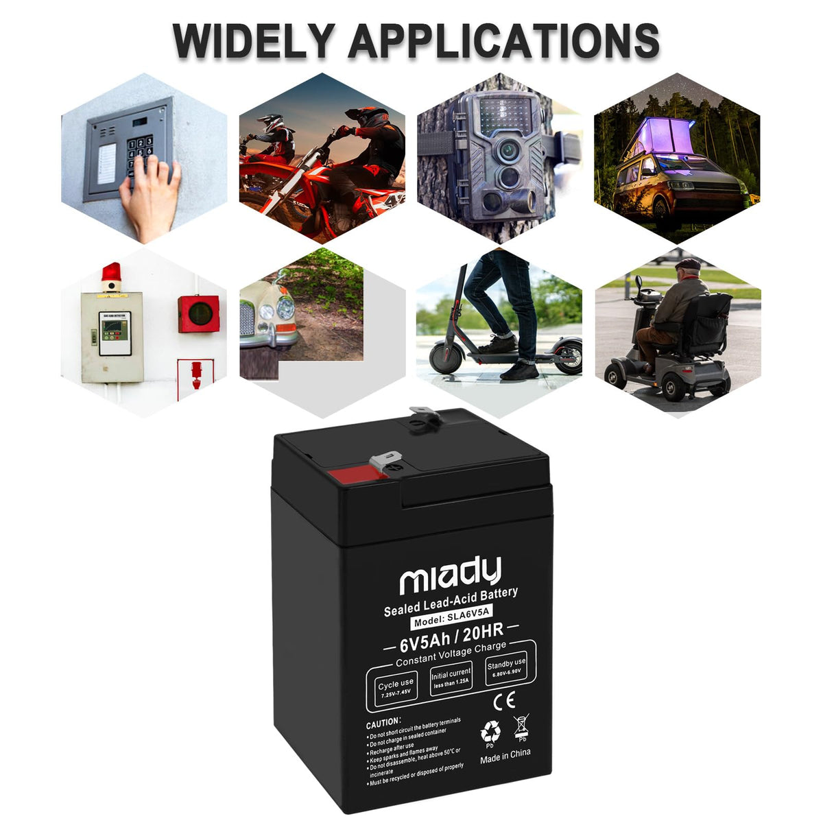 Miady battery with warranty card showing included 12-month support benefit