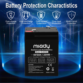 Miady battery beside ruler showing dimensions for space-saving benefit