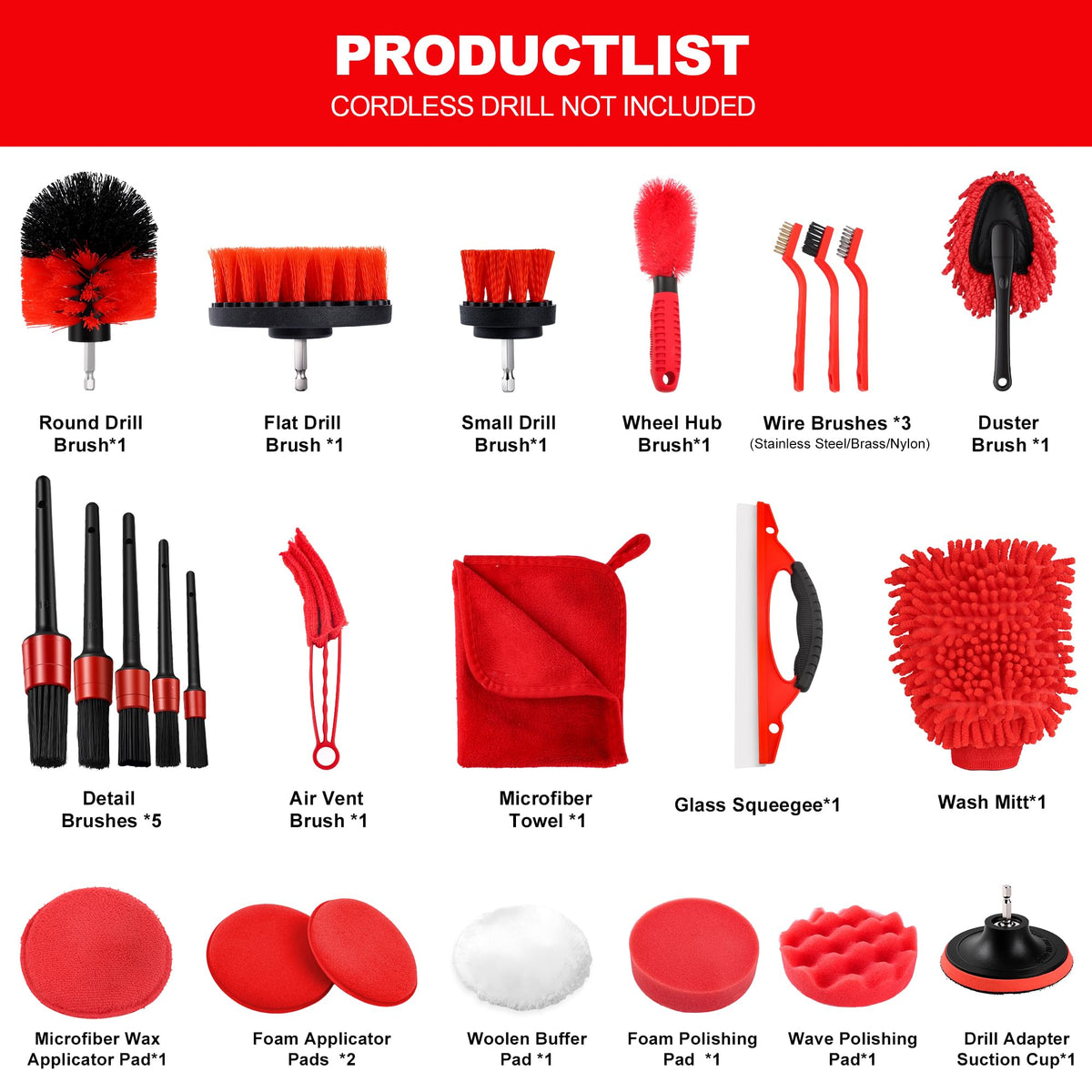 MIANYINGR close-up of drill brush attachments showing durable bristles for faster cleaning