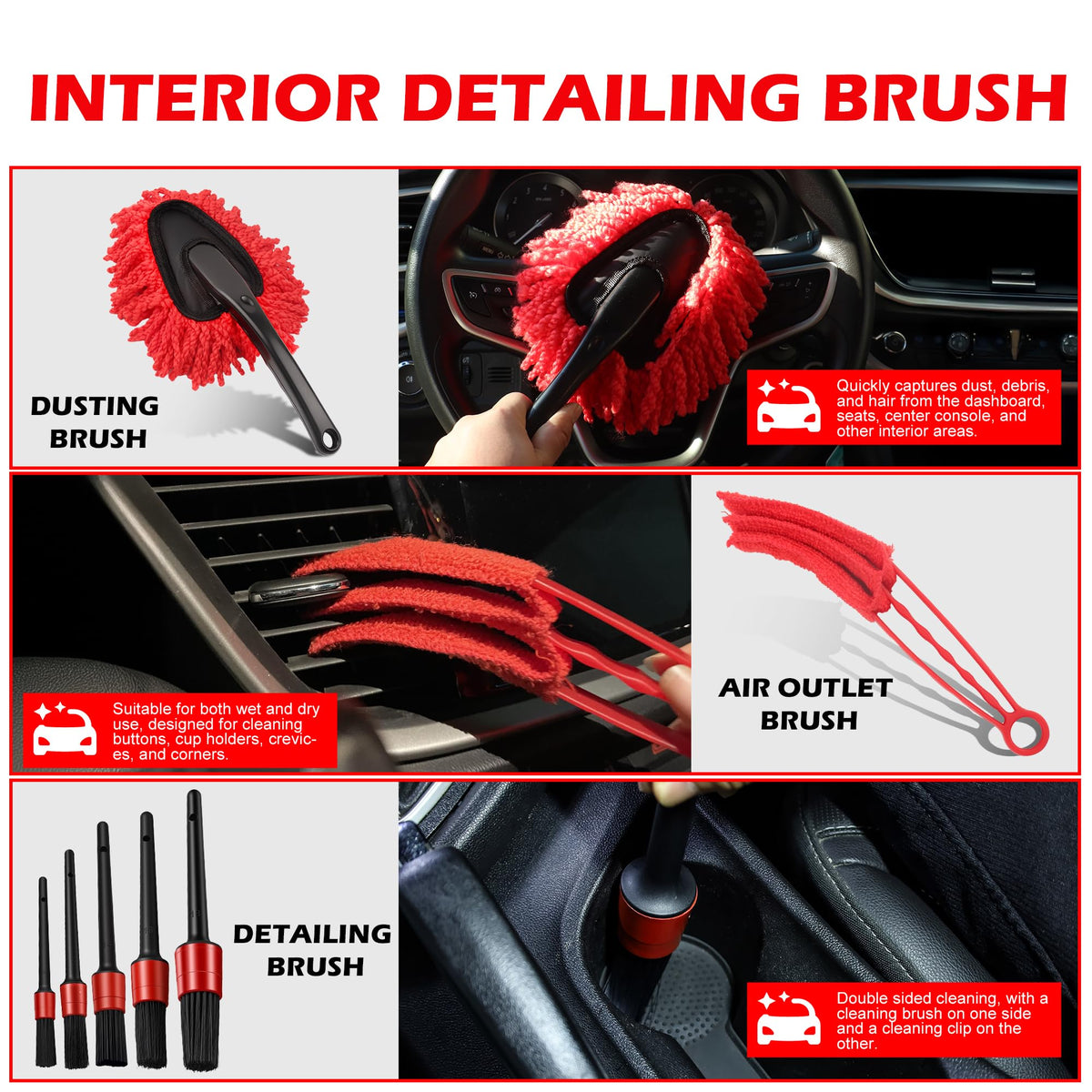 MIANYINGR wheel and tire brushes removing brake dust and grime without surface damage