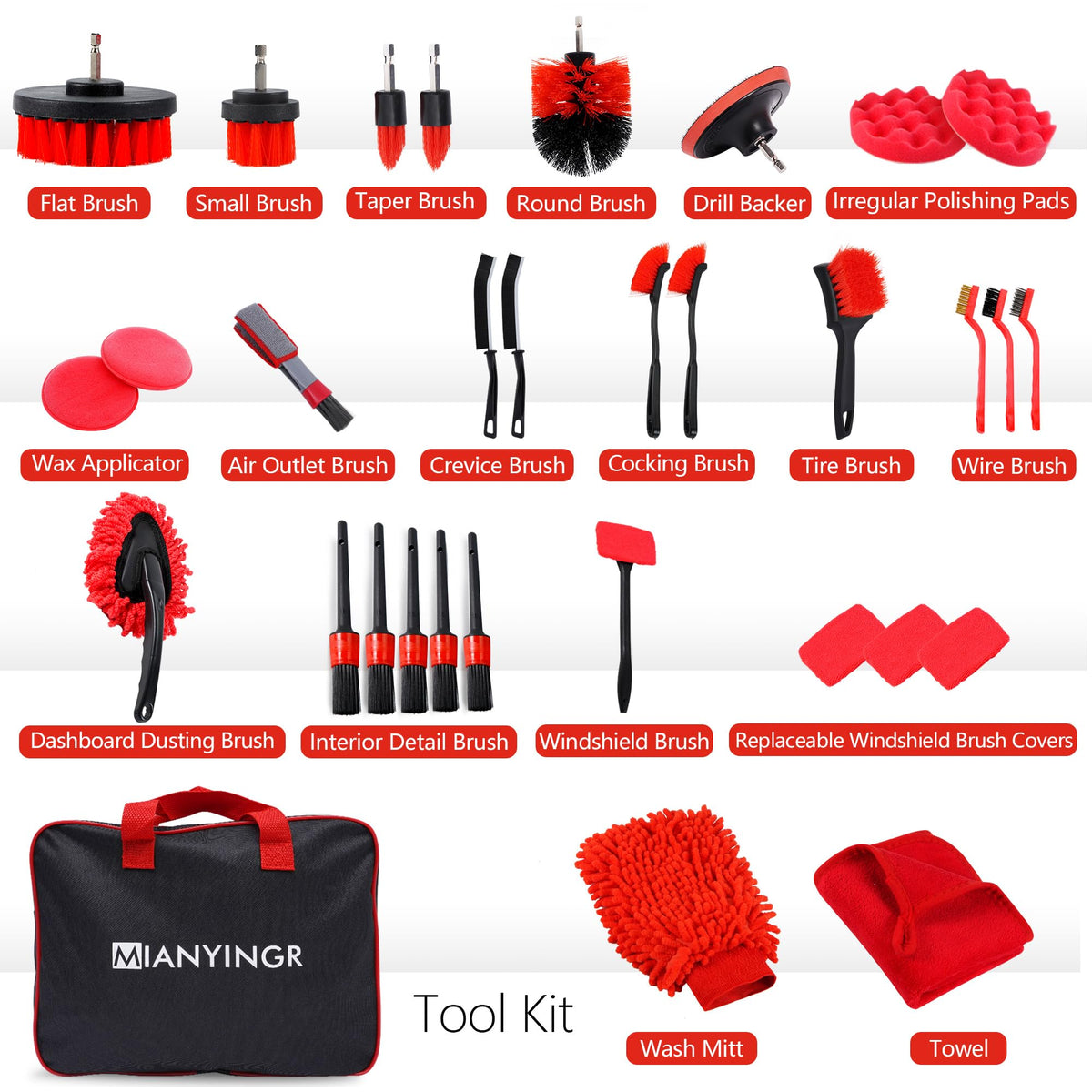 MIANYINGR close-up of drill brush heads, highlights efficient powered scrubbing