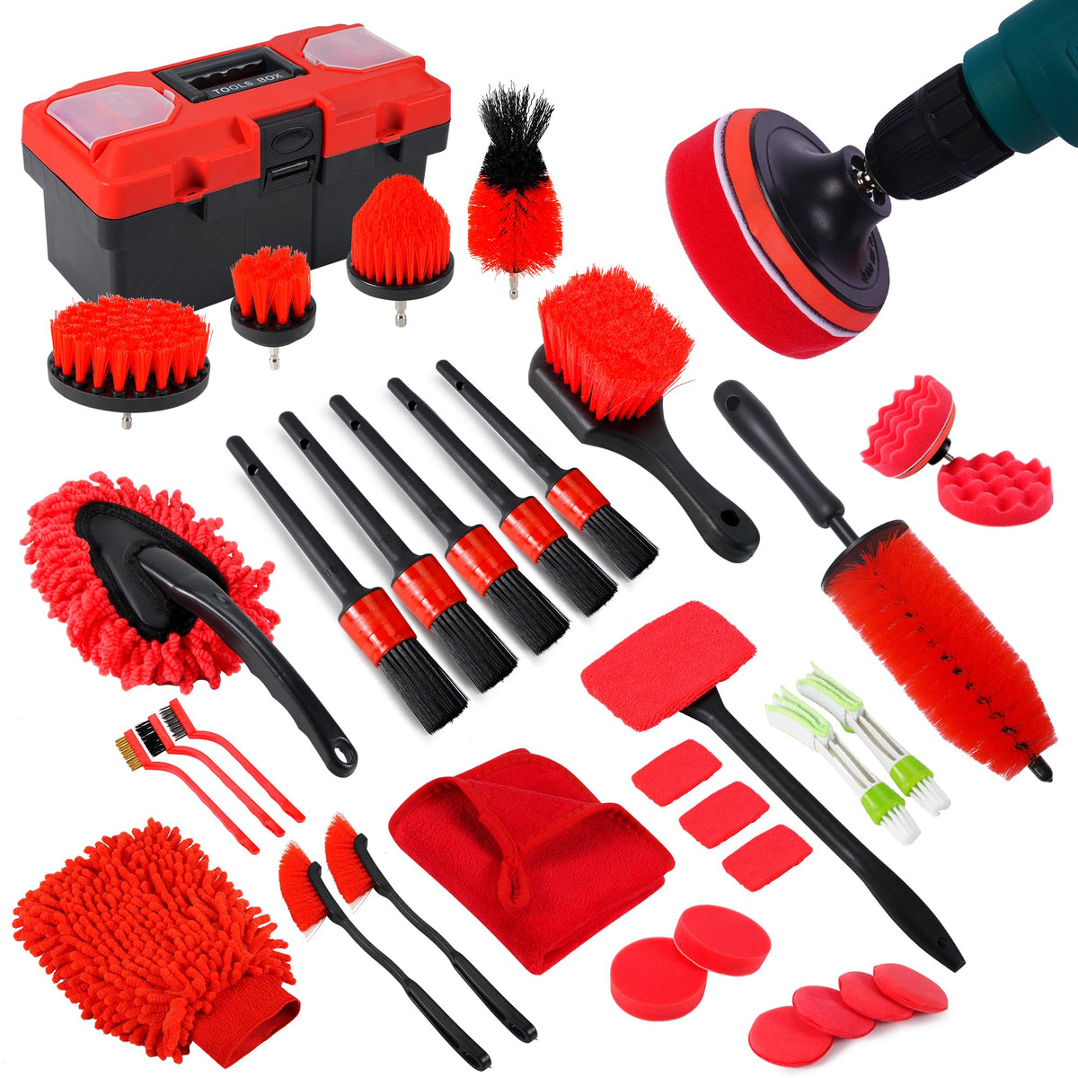 MIANYINGR front packaging with red toolbox showing full 35-piece kit for organized storage