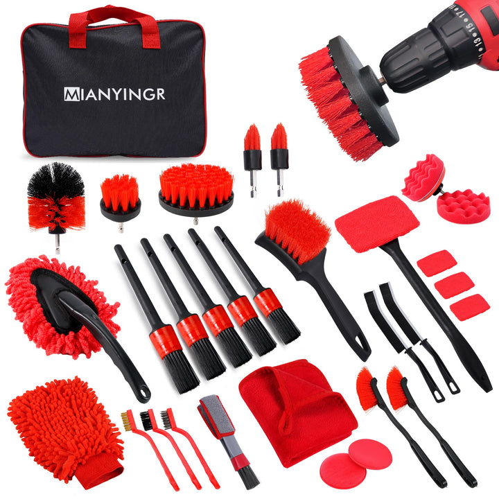 MIANYINGR front view of red kit in handbag, shows organized tools and portability benefit