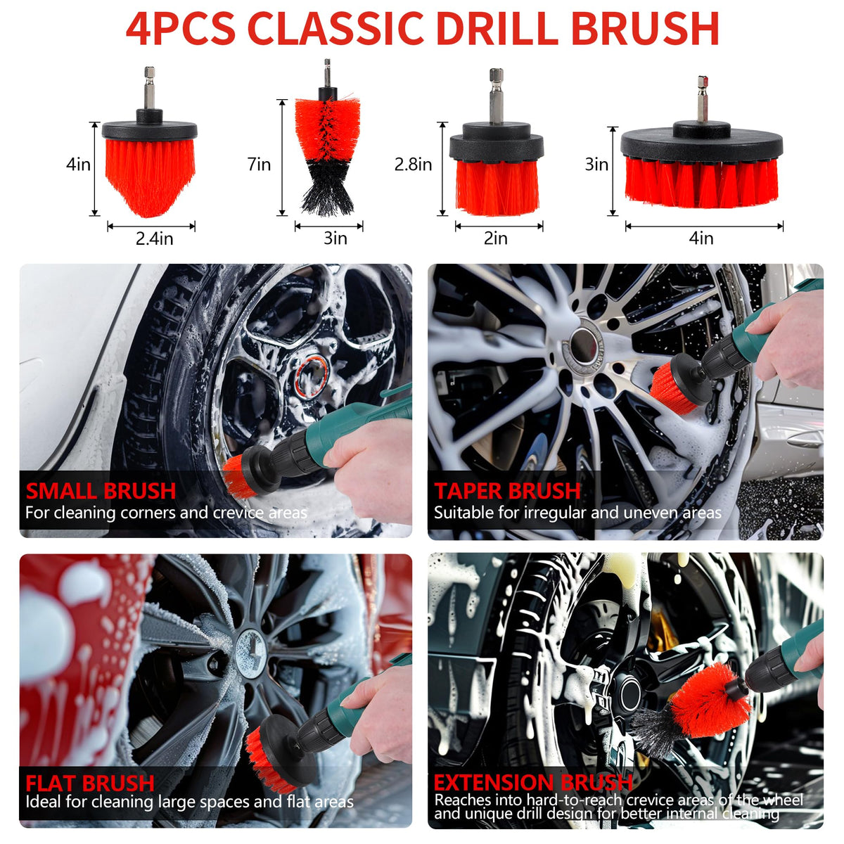 MIANYINGR long-handle wheel brush reaching spokes to remove brake dust effectively