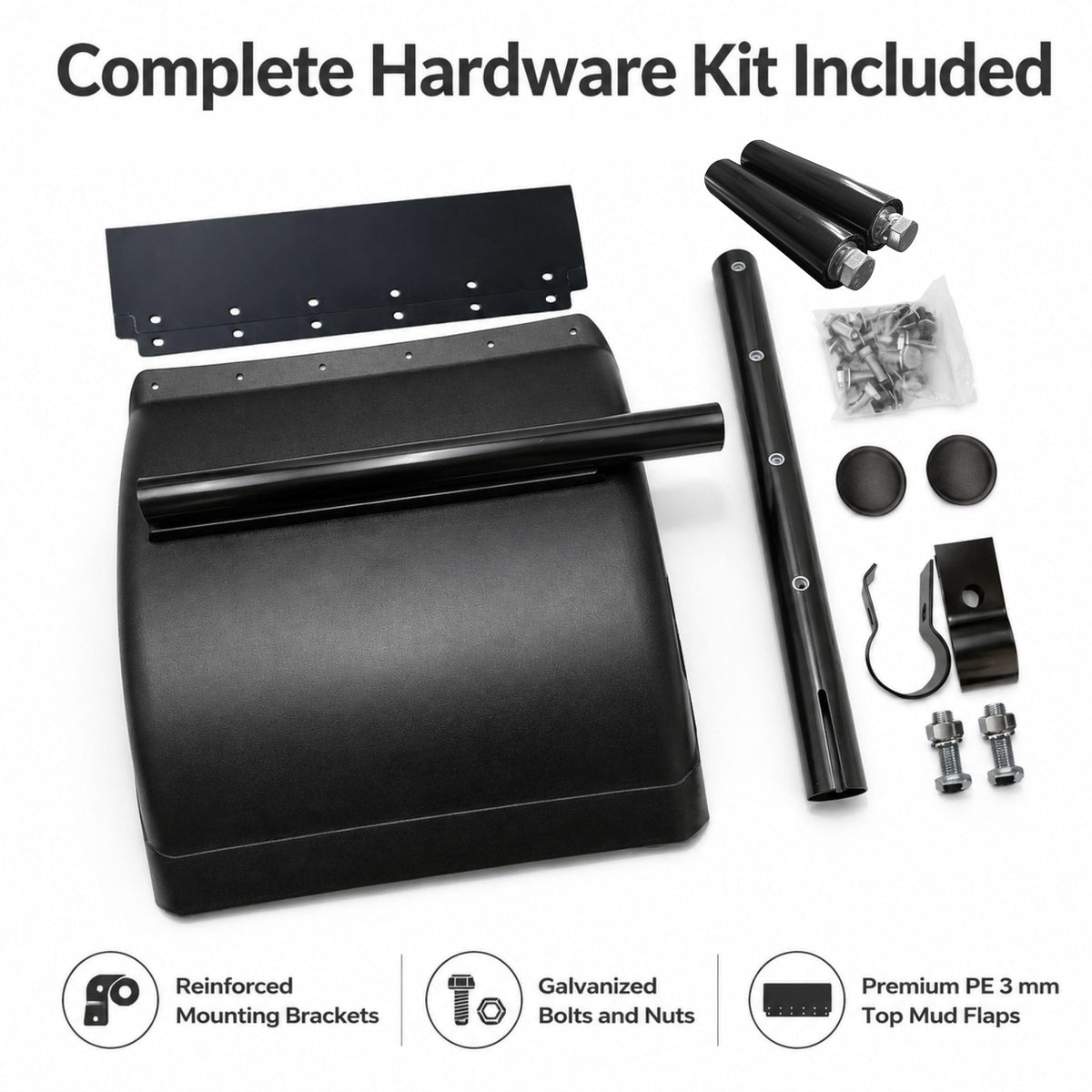 MIAOKUI hardware kit laid out showing brackets bolts and easy installation