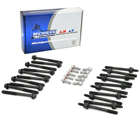 Michigan Motorsports front packaging showing full LS main bolt and stud kit benefits