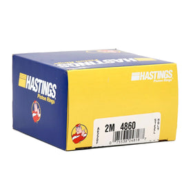 Michigan Motorsports Hastings 2M4860 package front showing full eight-piston ring set and benefits