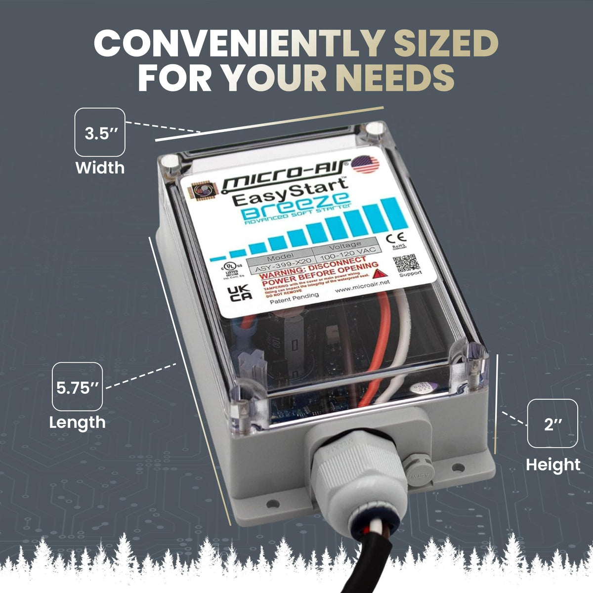 MICRO-AIR close-up highlighting compact size for tight RV compartments benefit