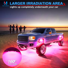 MICTUNING C2 mounted under truck illustrating underbody lighting and improved visibility benefit