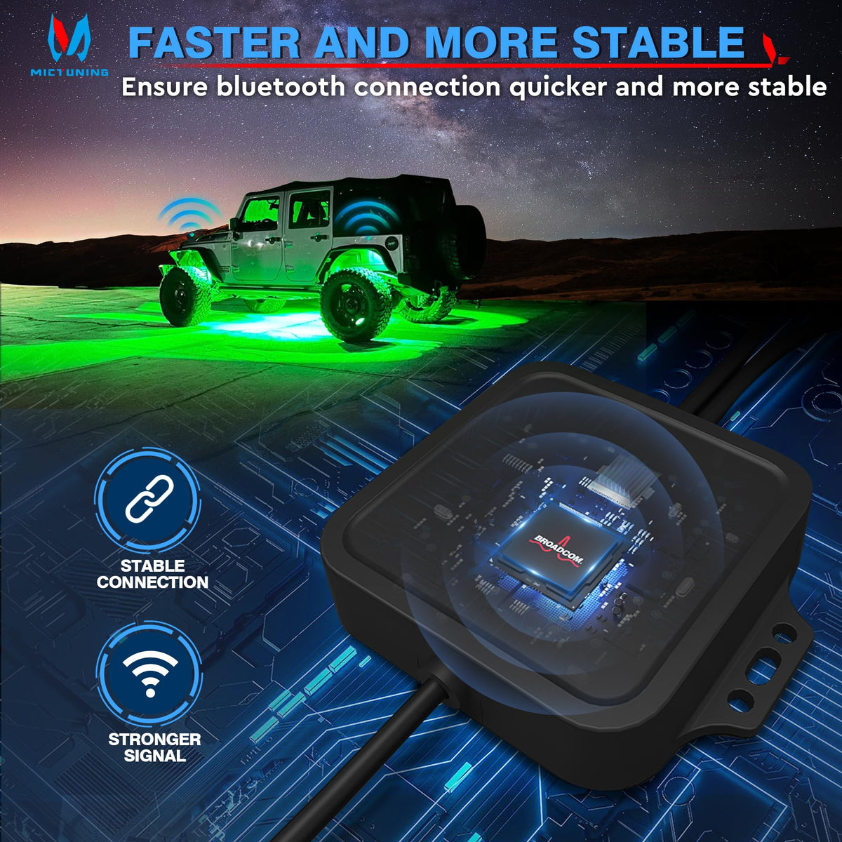 MICTUNING C2 switch harness detail showing easy on/off control and installation convenience