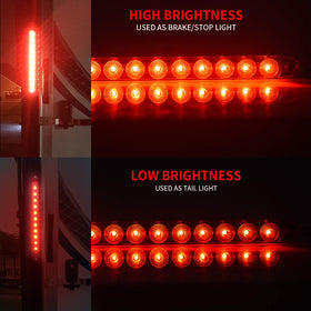 MICTUNING close-up of the 11 bright red LEDs and sealed lens, highlighting durable construction and clear light output