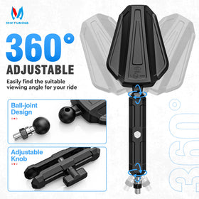MICTUNING mirror folded against handlebar protecting glass and reducing damage risk