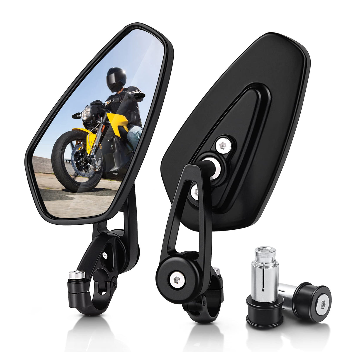 MICTUNING front view assembled mirror showing compact profile and wider view