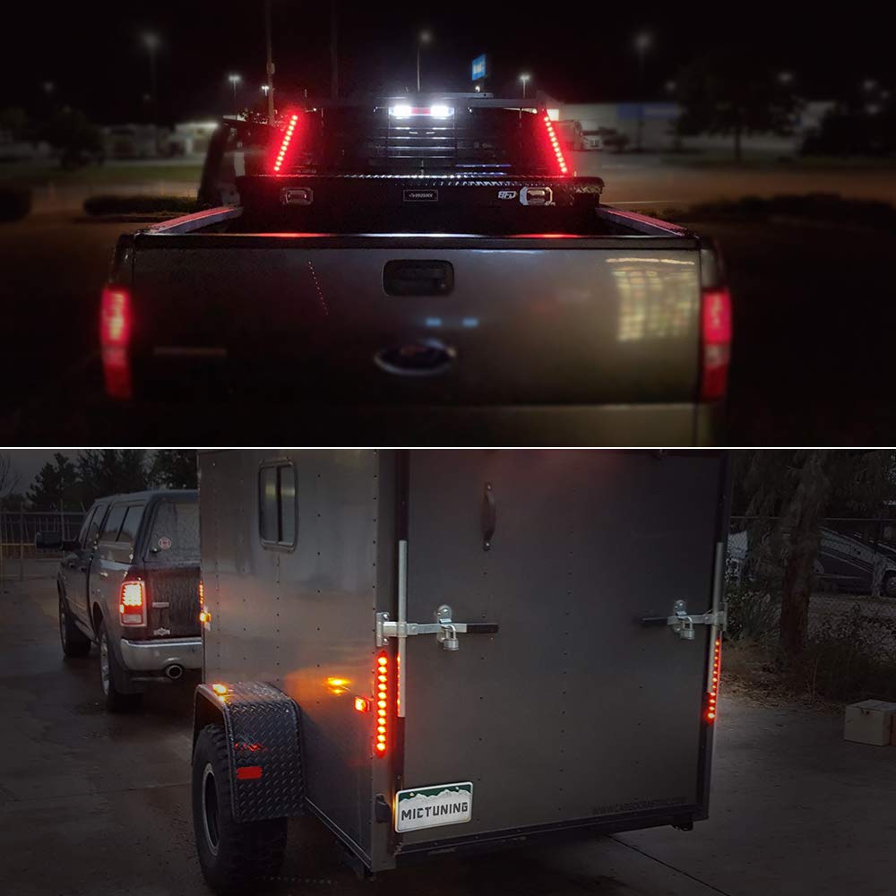 MICTUNING installed on a trailer rear, demonstrating multi-function lighting for safer towing and improved signaling