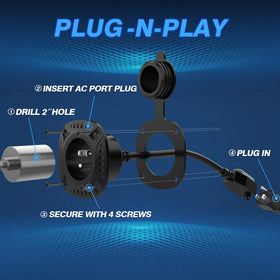 MICTUNING mounted on vehicle panel illustrating weatherproof external power access