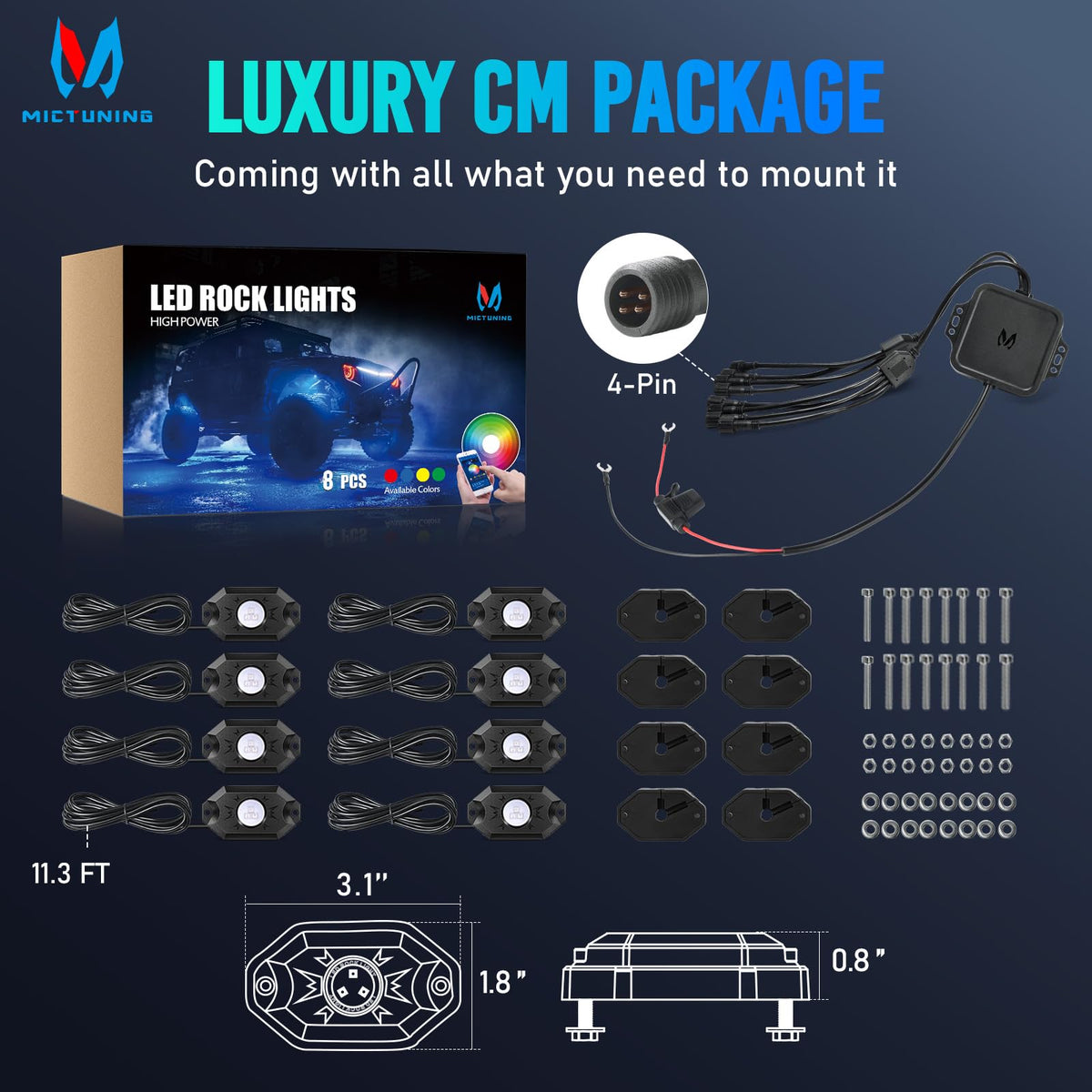 MICTUNING night truck lifestyle scene highlighting striking accent lighting