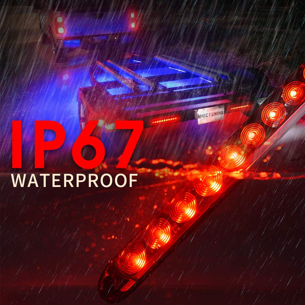 MICTUNING light bar beside a ruler to show 15.5 inch length and 14.5 inch hole spacing for universal fit checks