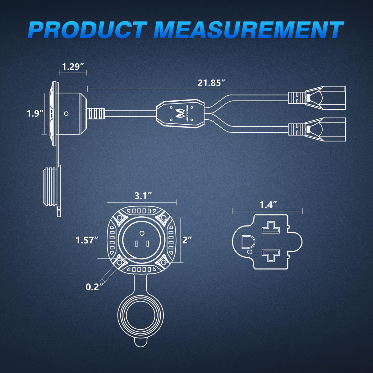 MICTUNING size scale with ruler showing compact dimensions for easy panel fit