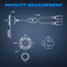 MICTUNING size scale with ruler showing compact dimensions for easy panel fit