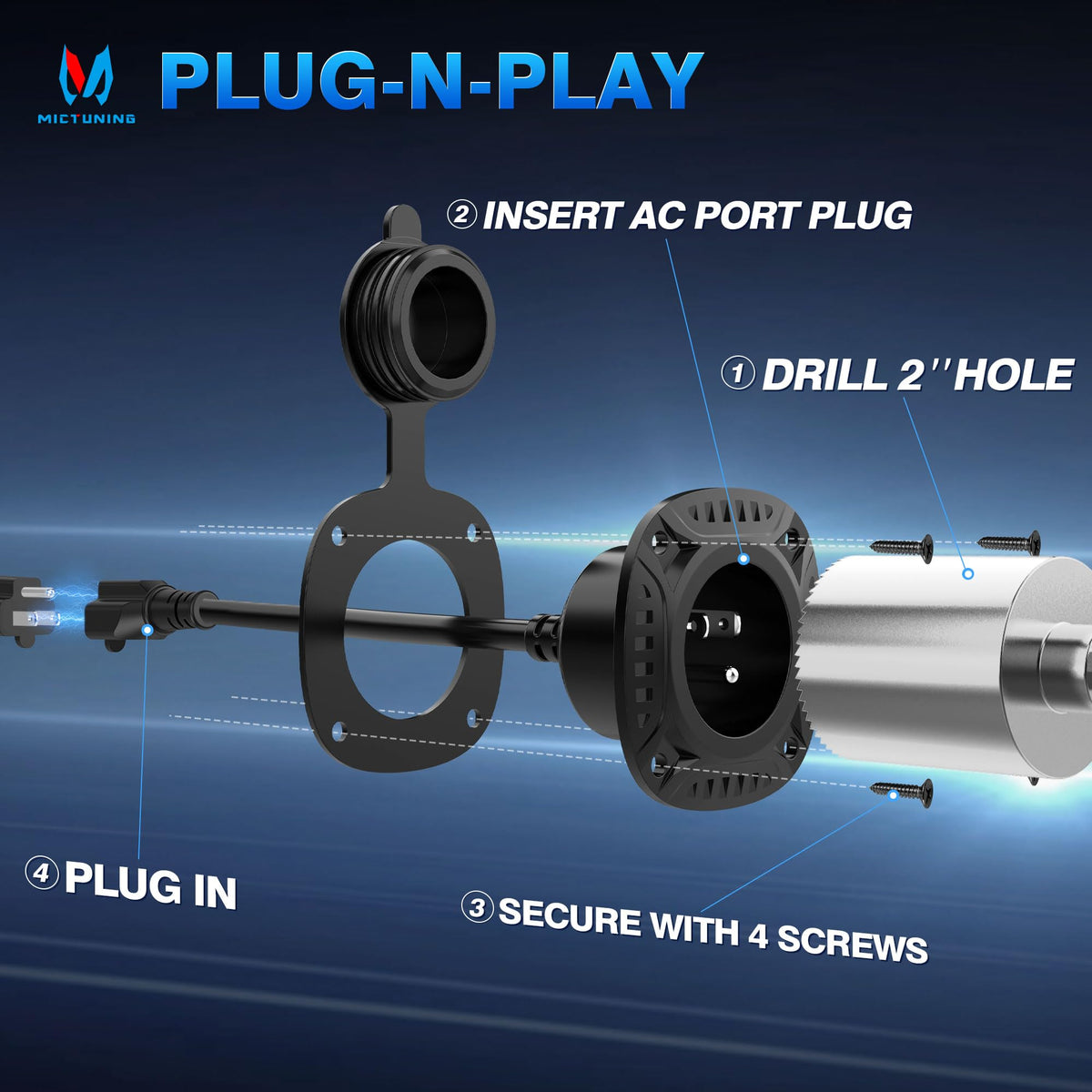 MICTUNING exposed 3x12 AWG wiring illustrating heavy-duty power delivery