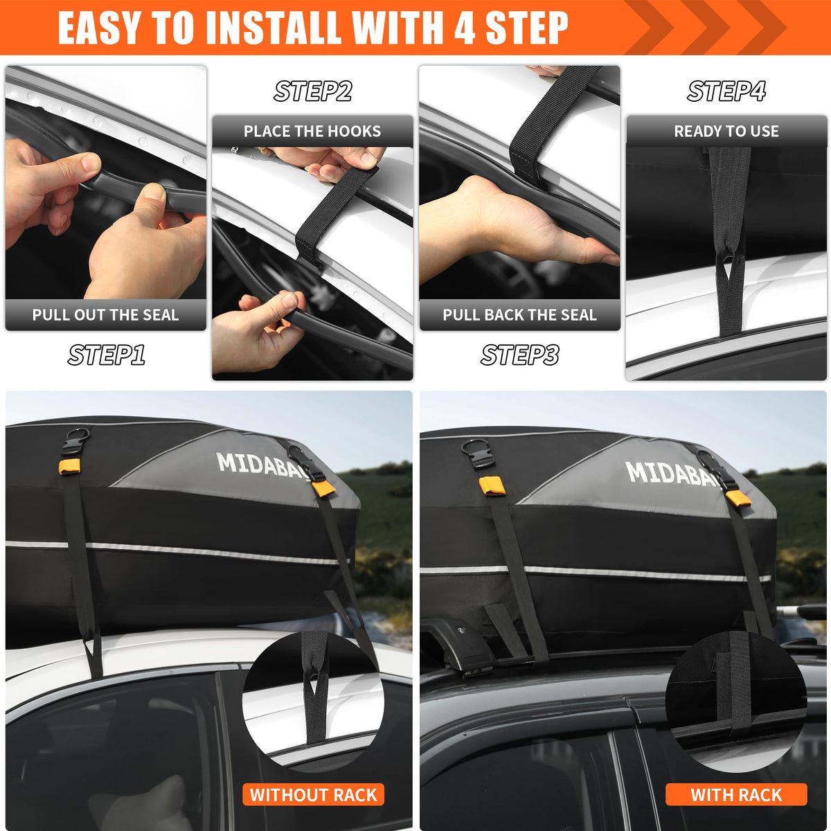 MIDABAO anti-slip mat and wide straps displayed for secure, scratch-free attachment