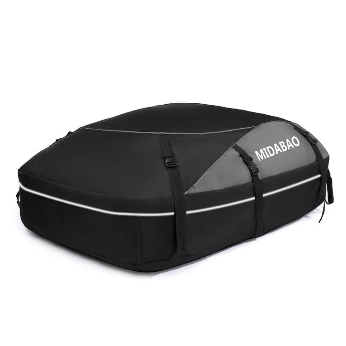 MIDABAO front view of rooftop cargo bag showing size and capacity benefit