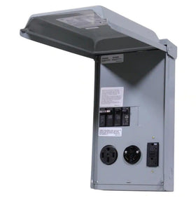 Midwest front panel showing outlets and weatherproof door for reliable outdoor power