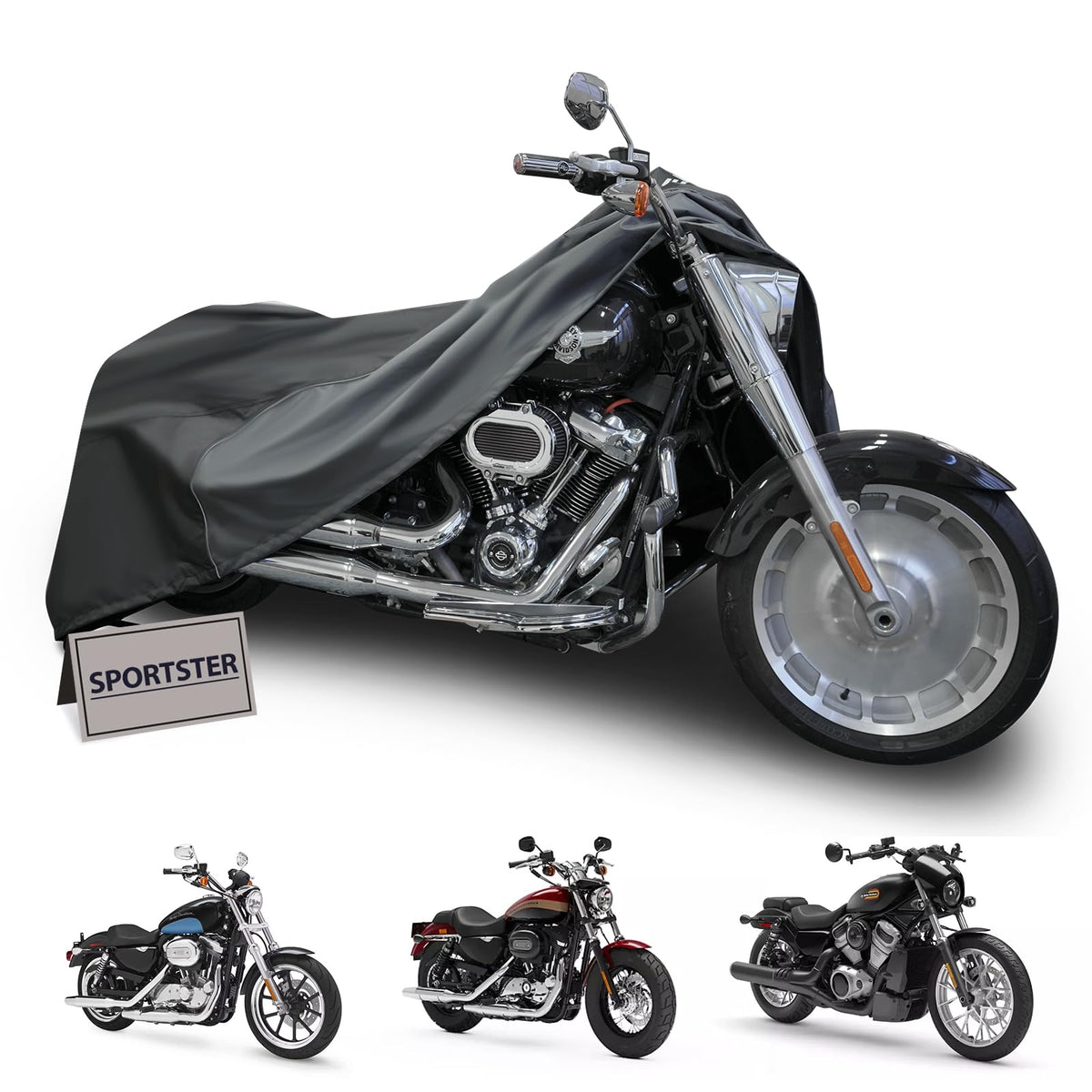 mieapond front view on Harley Sport model showing full protective coverage