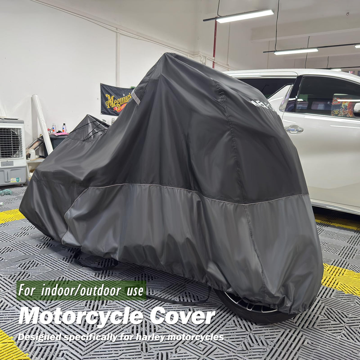 mieapond fitted on touring motorcycle demonstrating secure coverage