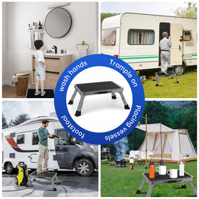 Mifami step stool in use at an RV entry making boarding safer benefit