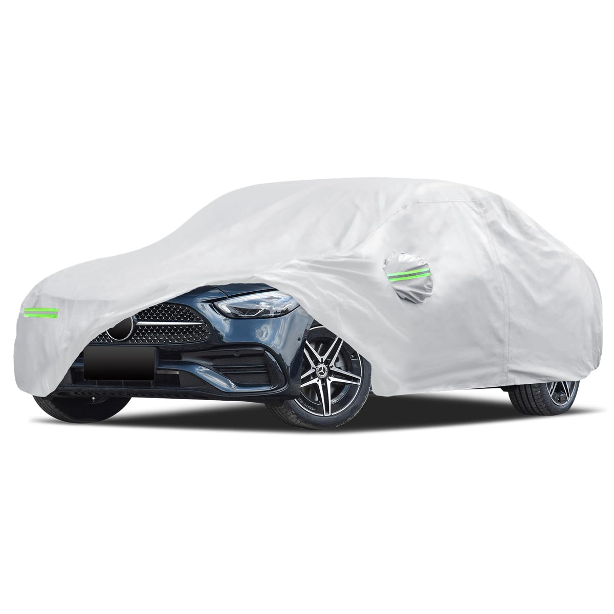 Migaven front view on BMW 3 Series showing full silver coverage and weather protection