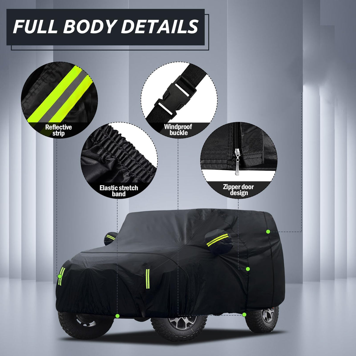 Migaven mirror pocket with reflective stripe protecting side mirror and visibility