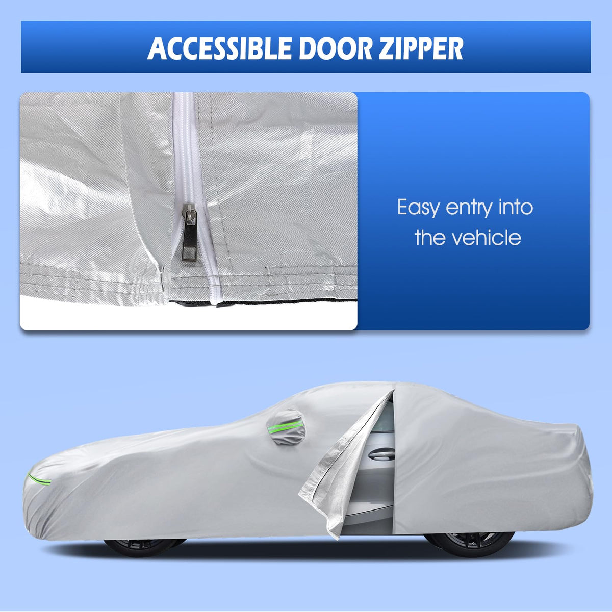 migaven driver-side zipper detail allowing quick access without removal