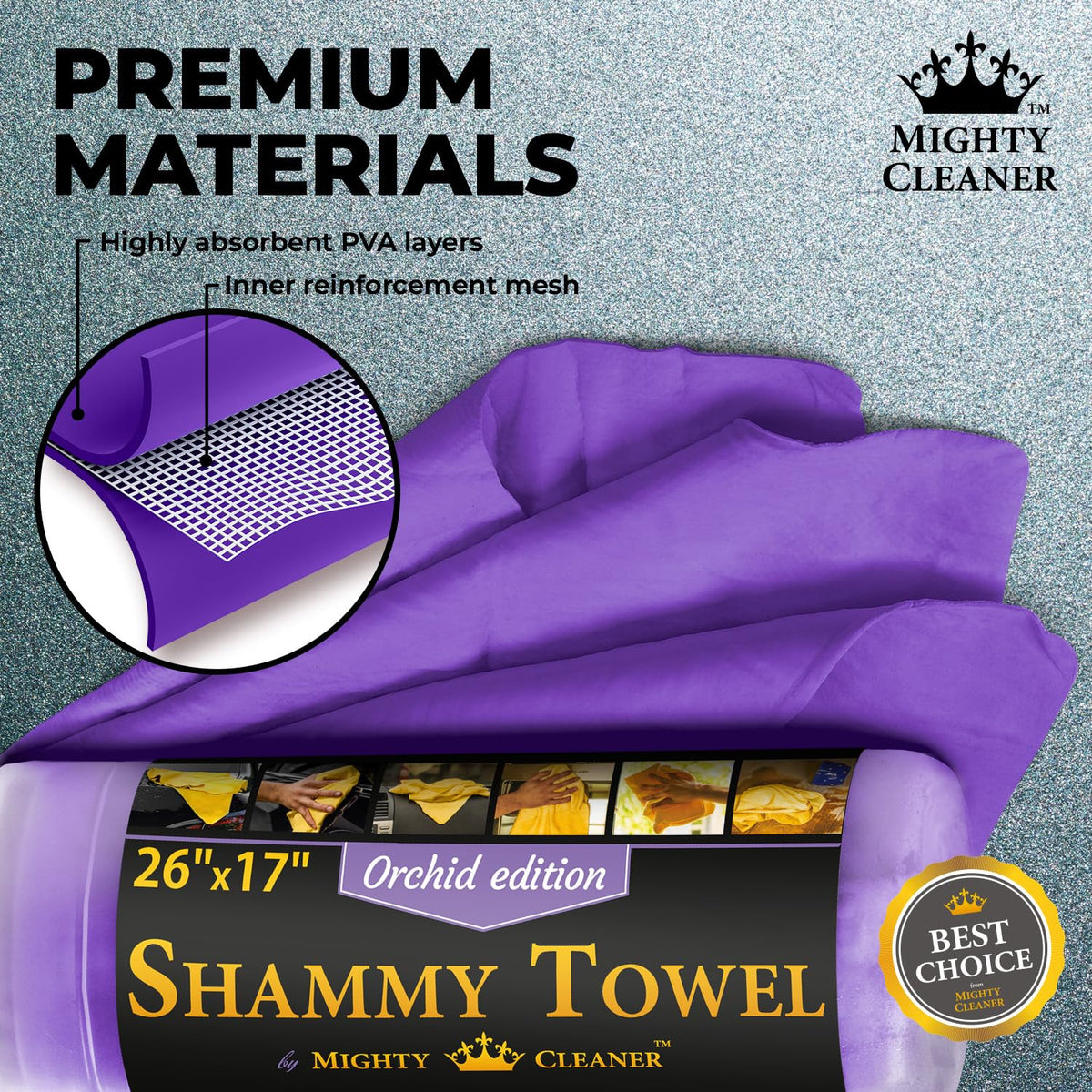 Mighty Cleaner towel in plastic tube for neat storage and prolonged life