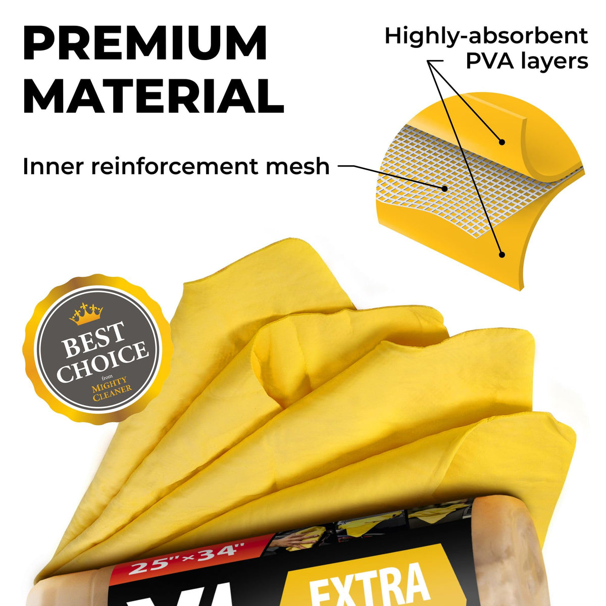Mighty Cleaner drying glass with streak-free finish for clear visibility