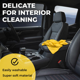 Mighty Cleaner shammy next to SUV door illustrating XL coverage benefit