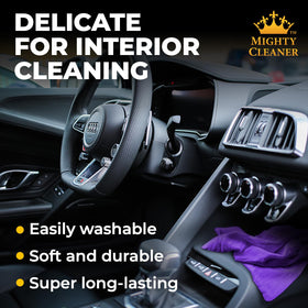 Mighty Cleaner three different colored towels helping prevent cross-contamination