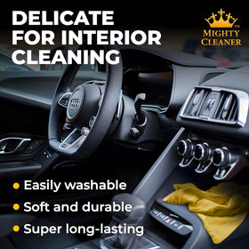 Mighty Cleaner being wrung out to release water and continue drying faster